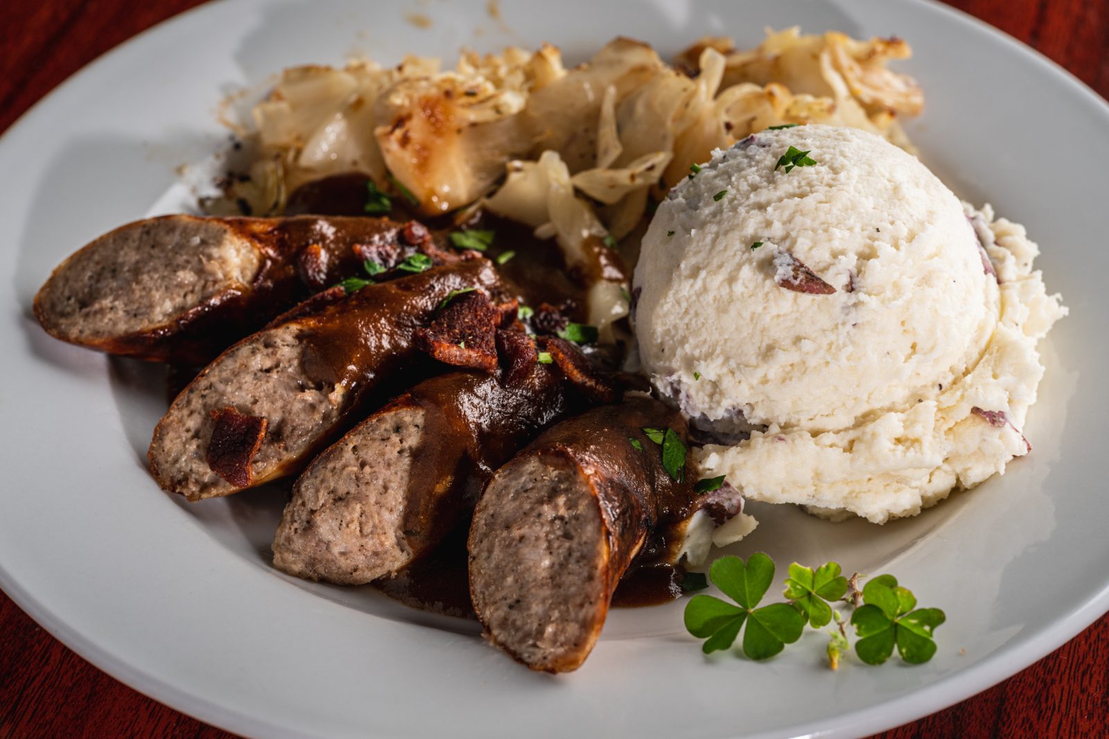 Bangers and mash at Flanagan's Irish Pub