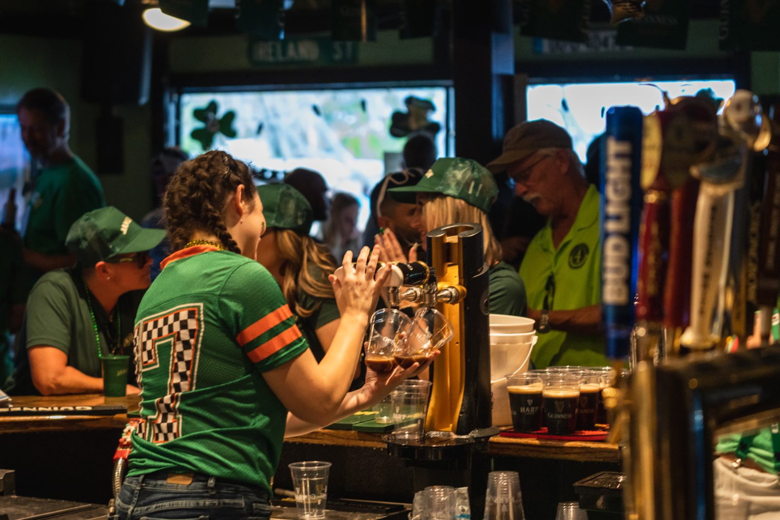 Crowd inside Flanagan's Irish Pub on a busy night