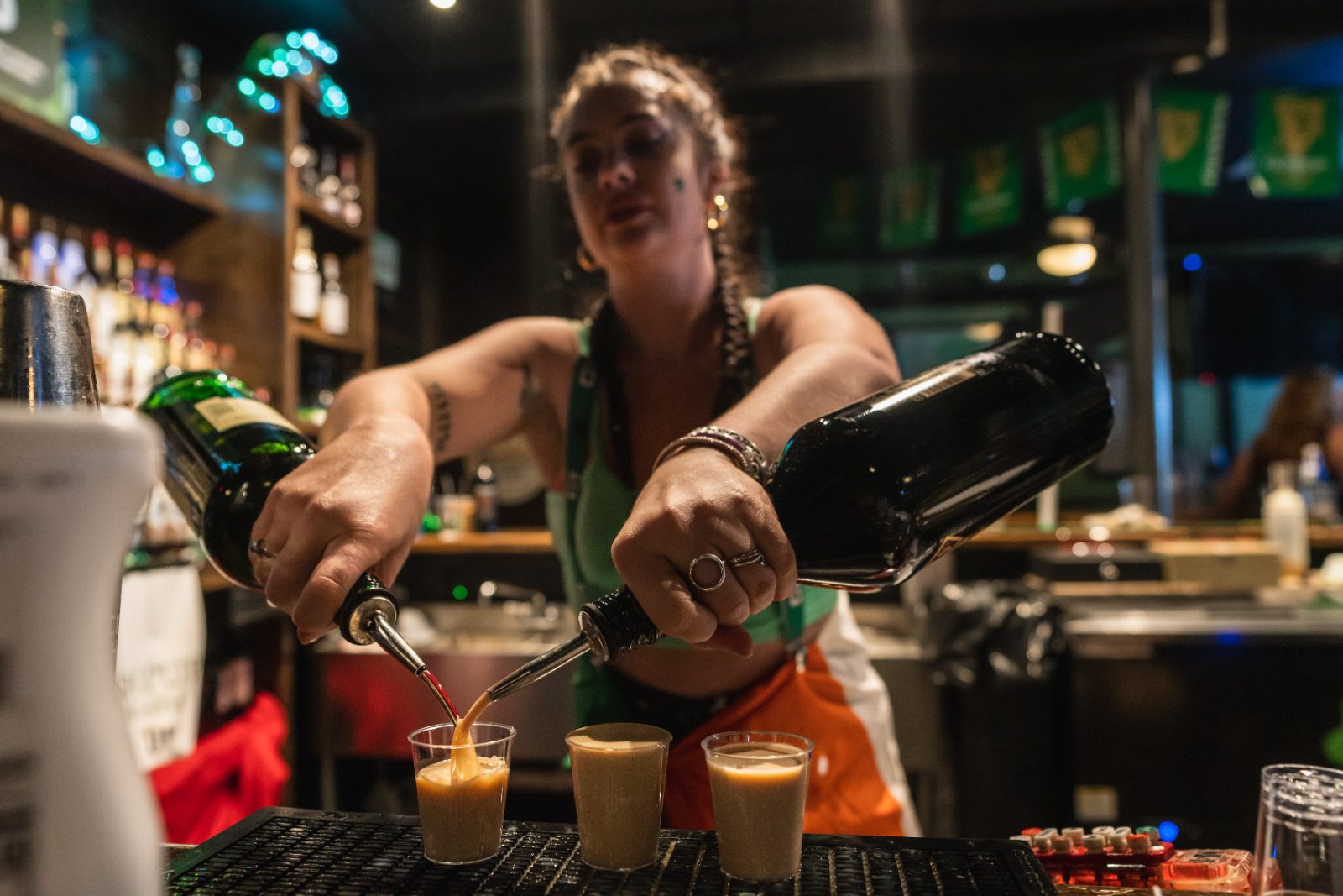 Pouring pints during the St. Patrick's Day celebration